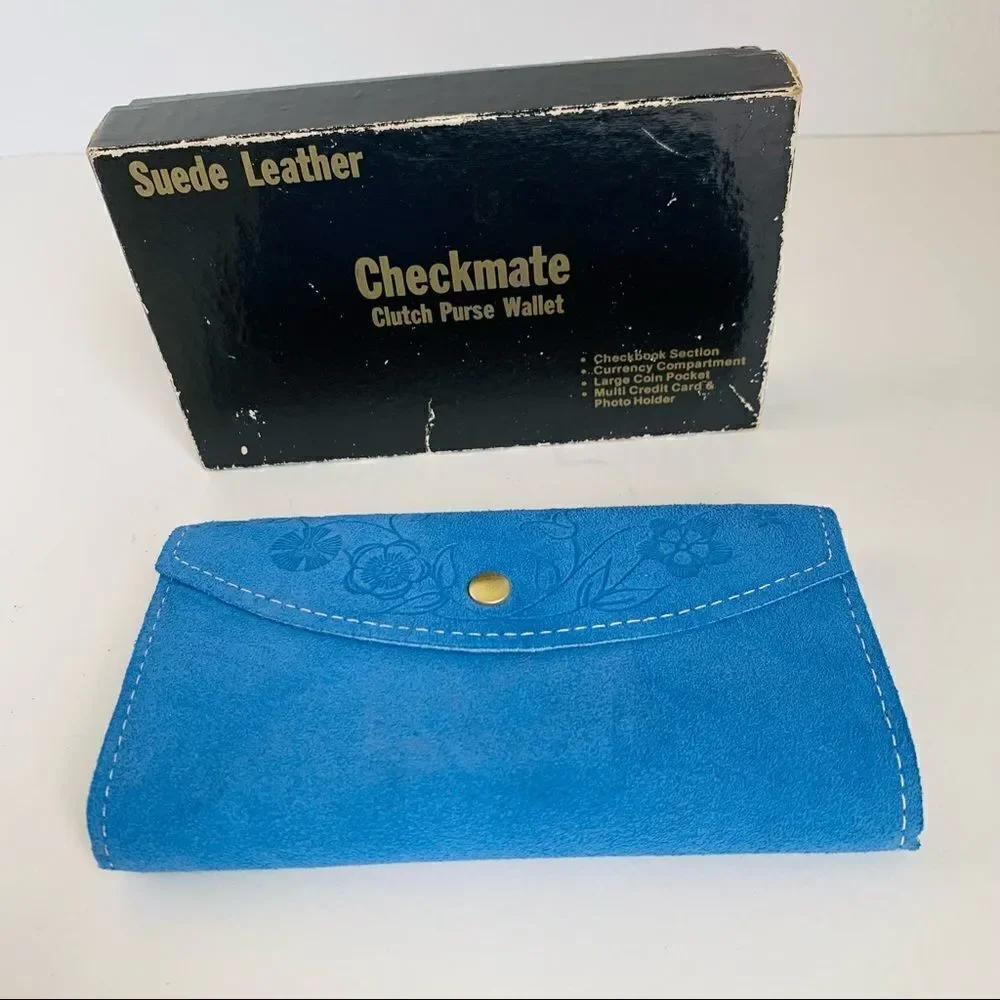 -‎ VTG Custom Craft Checkmate Suede Leather Wallet